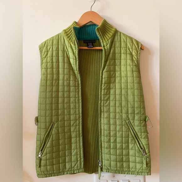 Lauren Hansen Jackets & Blazers - Lauren Hansen Lime Green Quilted Front Zip Sweater Vest M